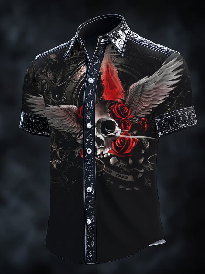Camisa Gothic Dark de manga corta para hombre