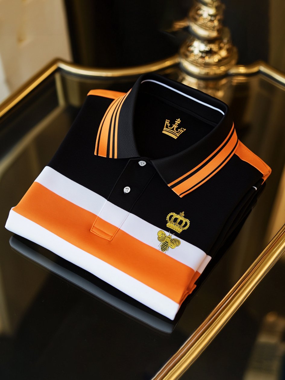 Camisa polo clásico ejecutivo Check Logo Button de manga corta para hombre