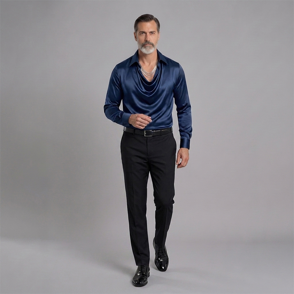 Solid-Color, Minimaliscamiseta-Collar Top para hombre