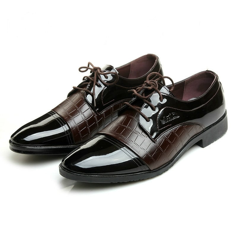 Zapatos ejecutivo casual Pointed ToePatchpara trabajo Lace Up Oxfords Faux cuero Patant para hombre