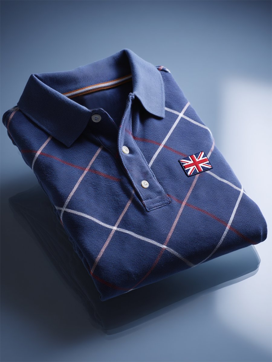 Camisa polo ejecutivo casual Union Jack Button de manga corta para hombre