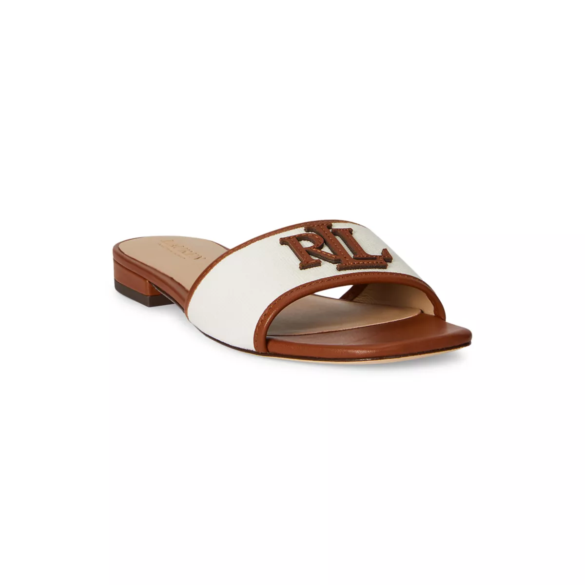 Everley Leather-Trim Canvas Slide Sandal - 6