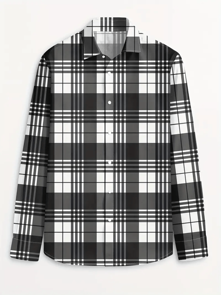 Camisa a cuadros ejecutivo de manga larga para hombre