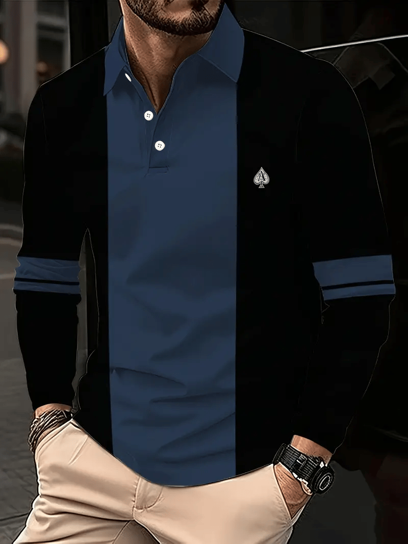 Camisa polo Christmas casual Light de lujo de manga larga para hombre