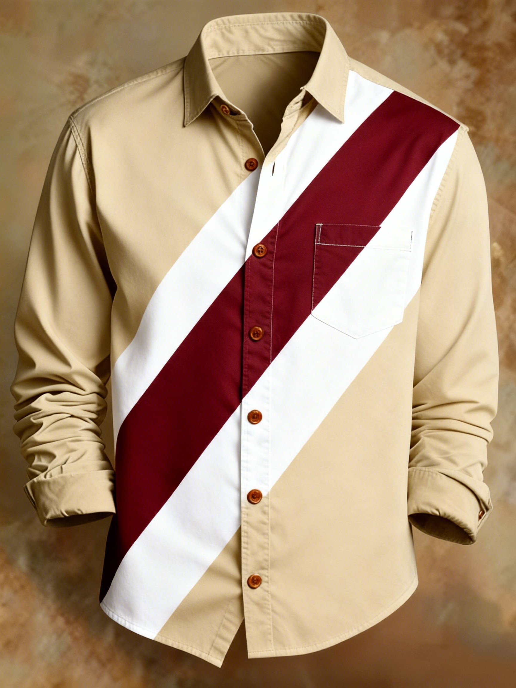 Camisa retro Abstract Art estampado diseño ejecutivo Style para hombre