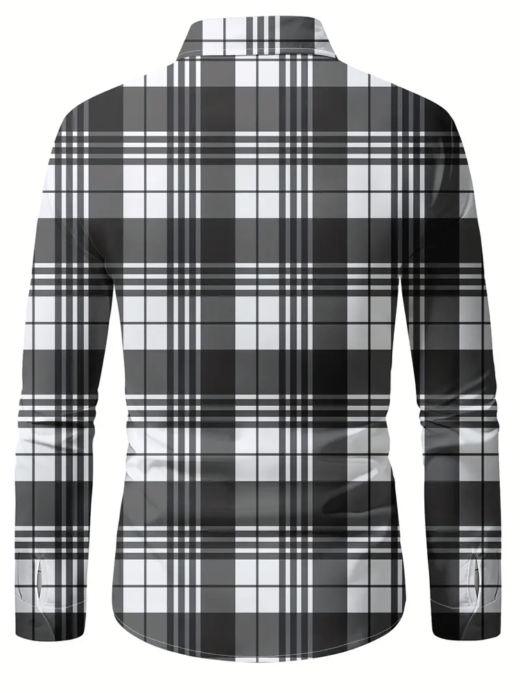 Camisa a cuadros ejecutivo de manga larga para hombre