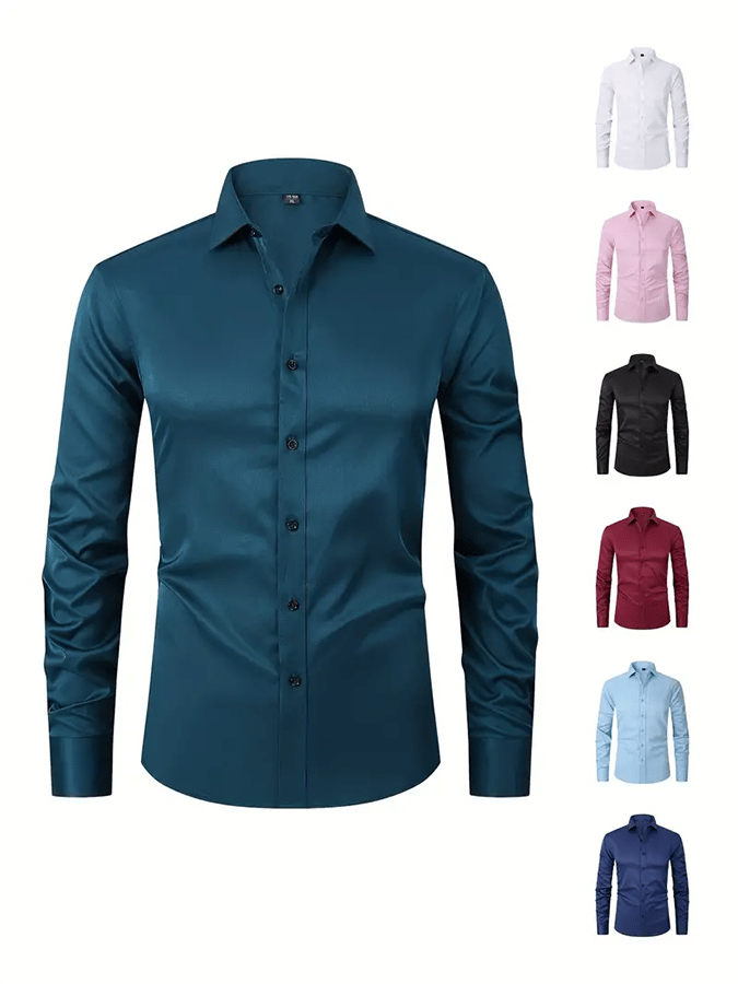 Camisa de color sólido Design ejecutivo casual para hombre