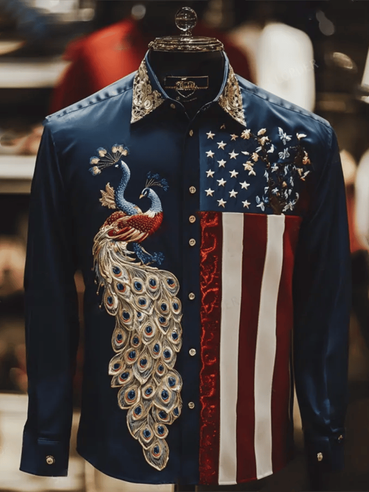 Camisa de lujo Independence Day de manga larga para hombre