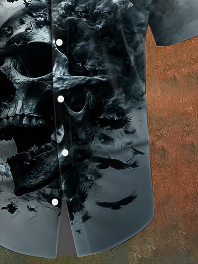 Camisa Skull estampado casual para hombre
