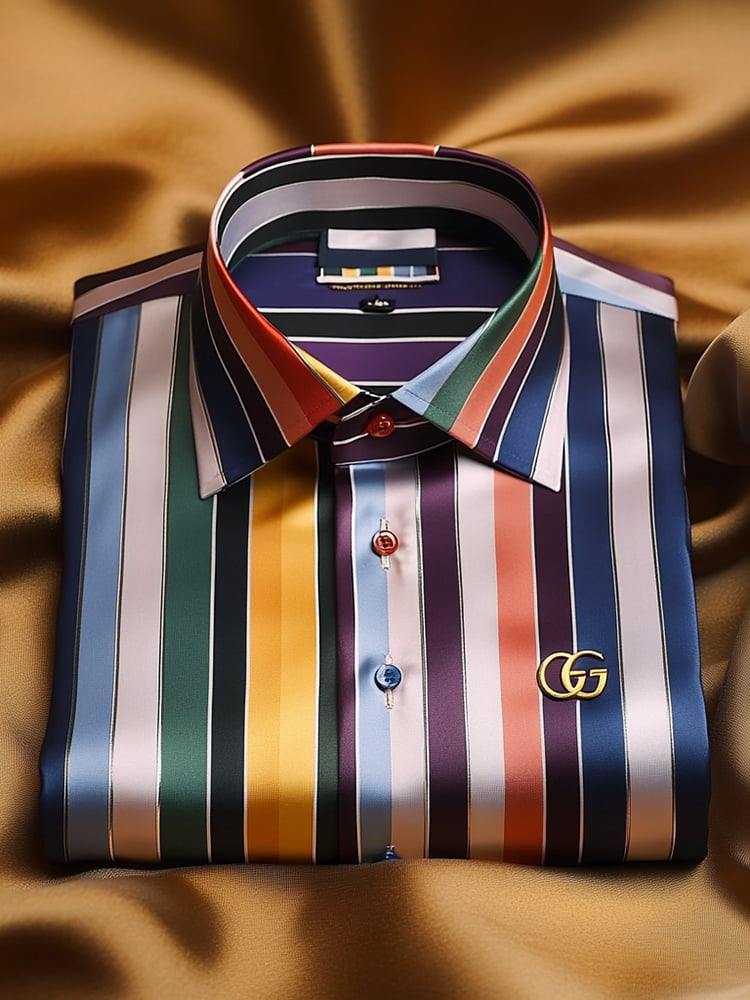 Camisa satén Luxe de manga larga con botones para hombre