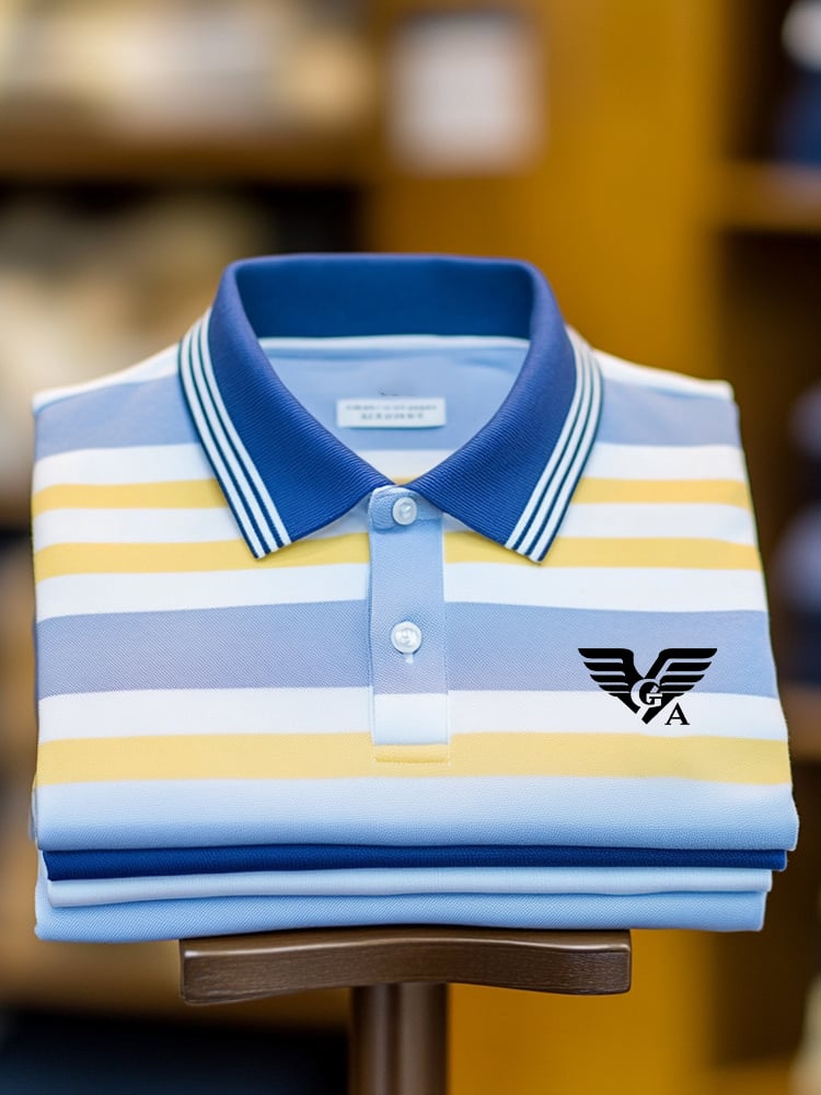 Camisa polo clásico ejecutivo Check Button de manga corta para hombre