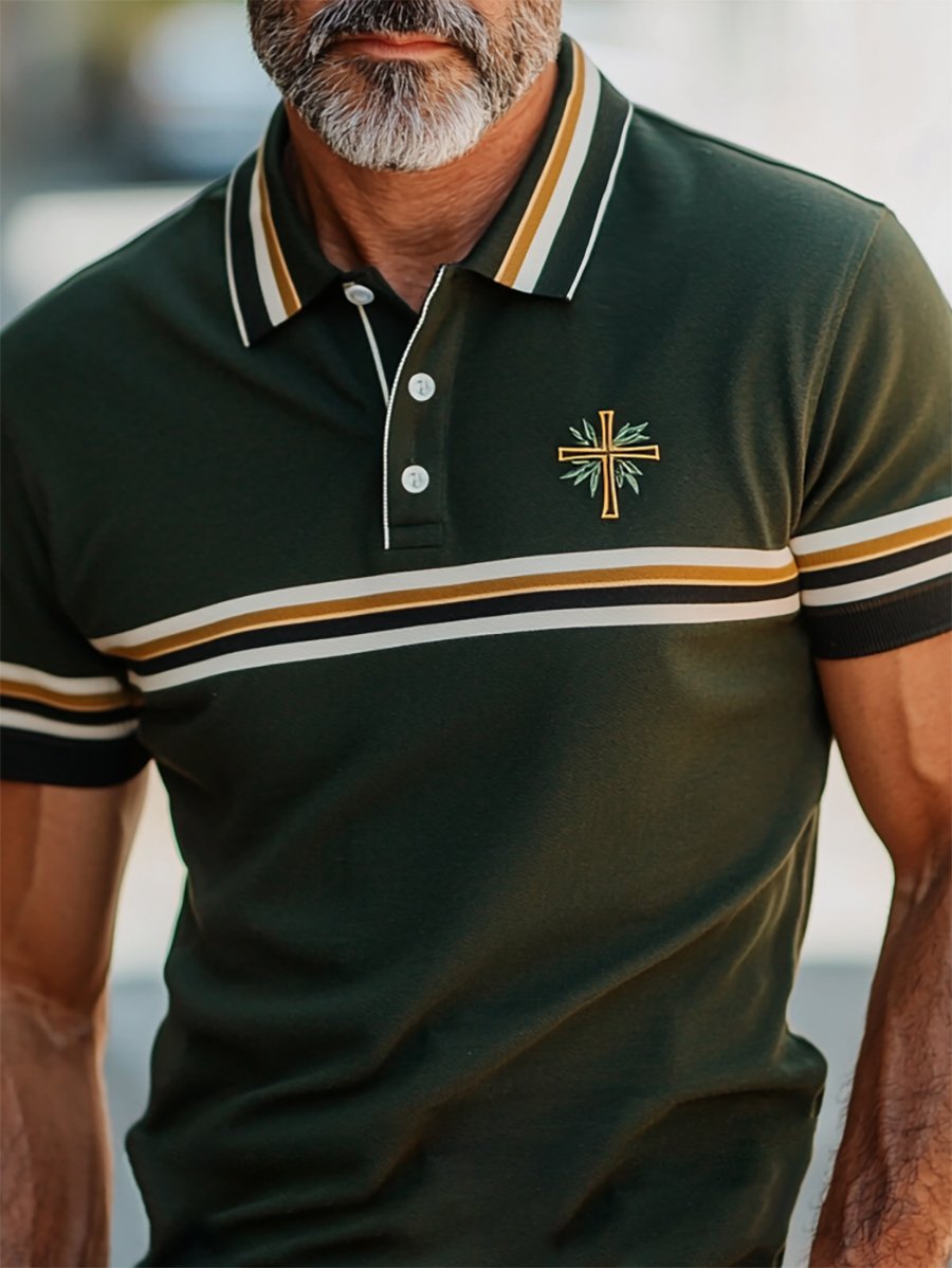 Camisa polo ejecutivo casual Faith Button de manga corta para hombre