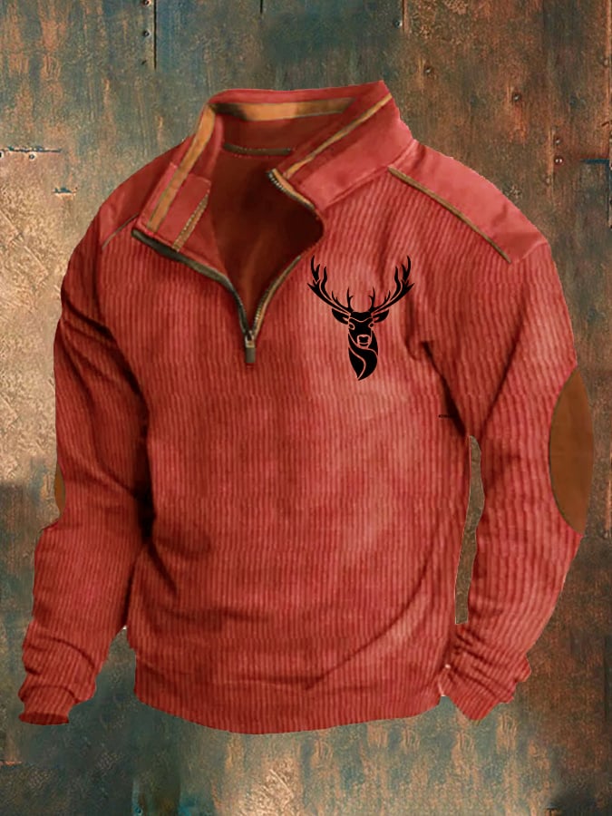 Sudadera casual vintage Western Style Zip Contrast para hombre