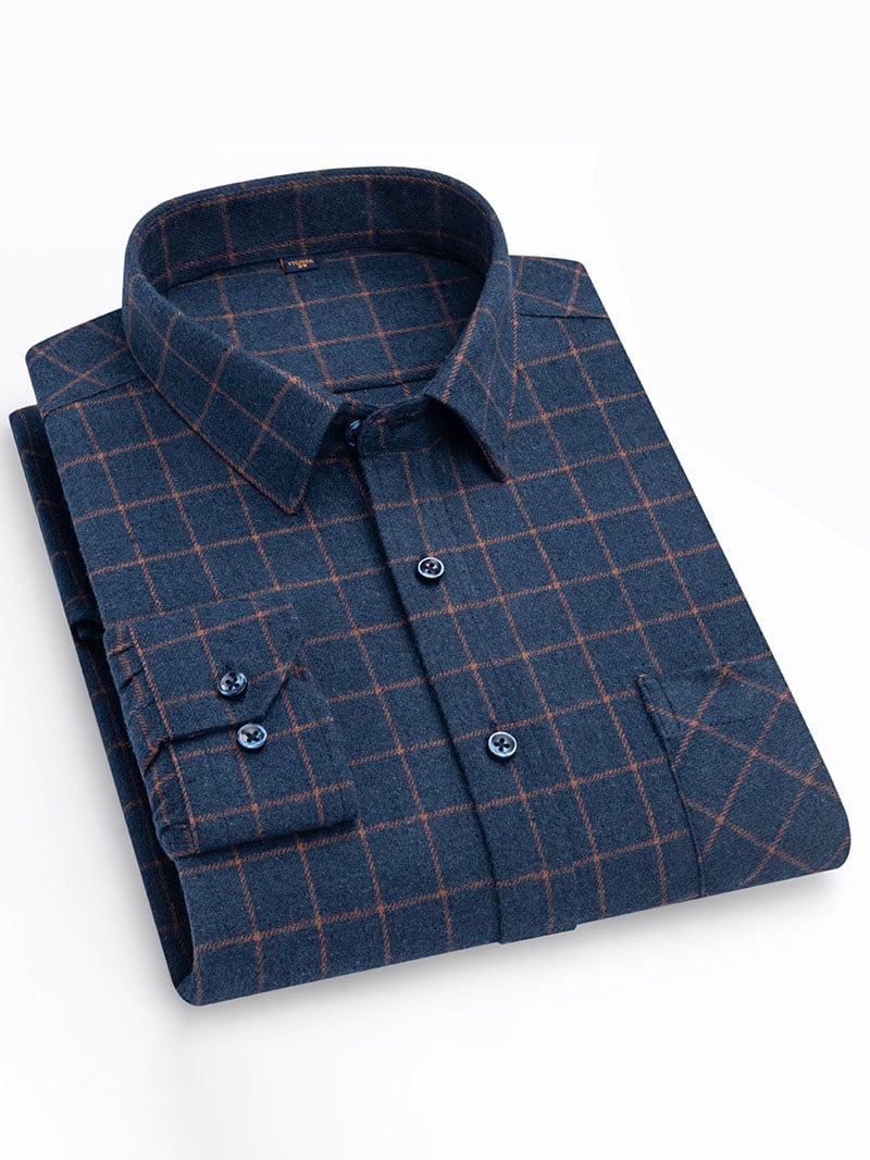 Camisa retro a cuadros de algodón para hombre