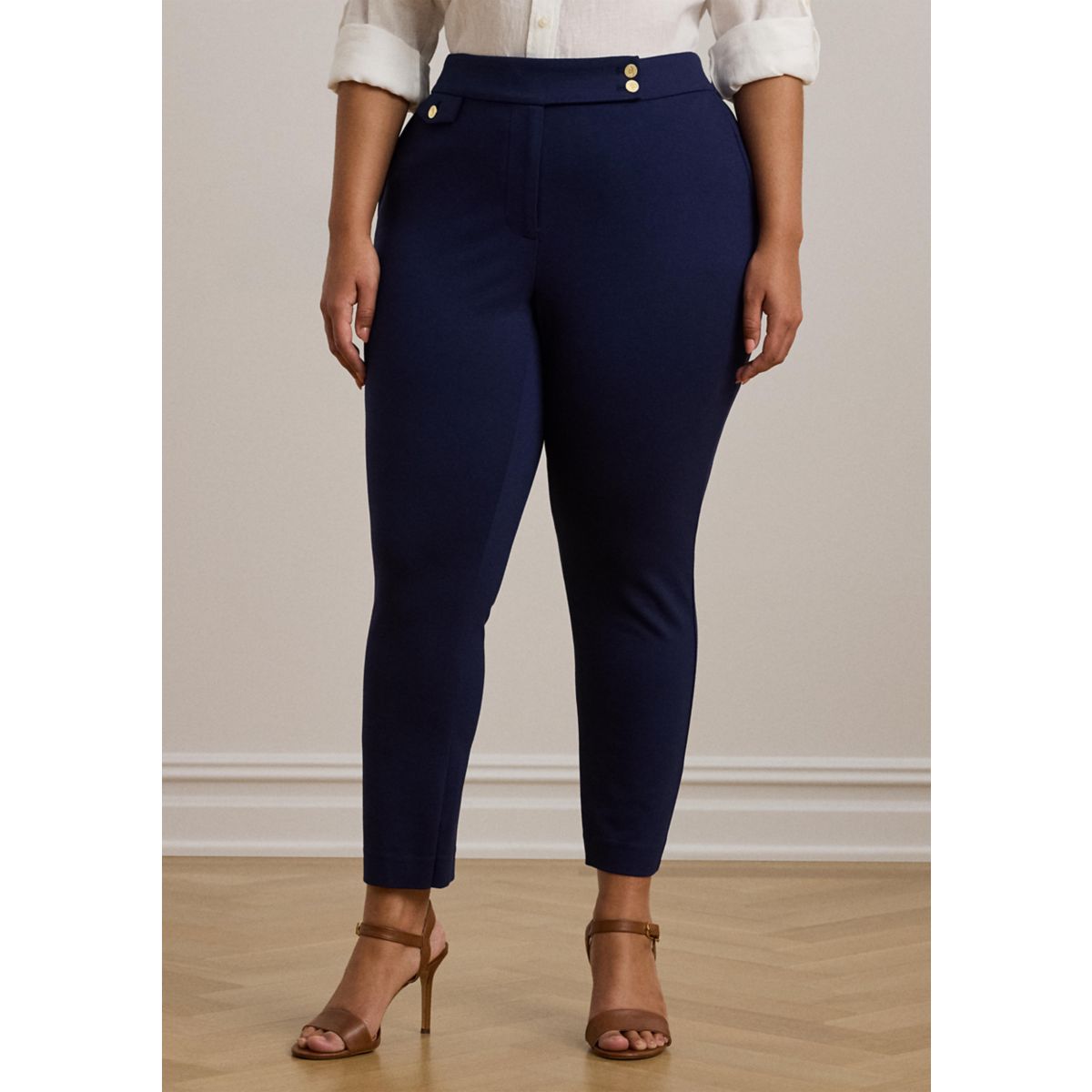 Plus Size Ponte Ankle Pants - 1