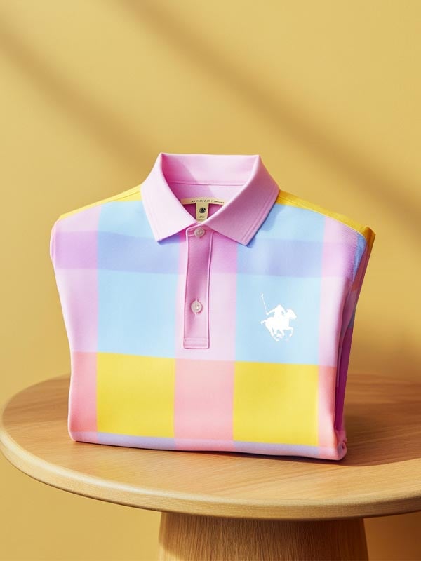 Camisa polo Check ejecutivo casual de manga corta para hombre