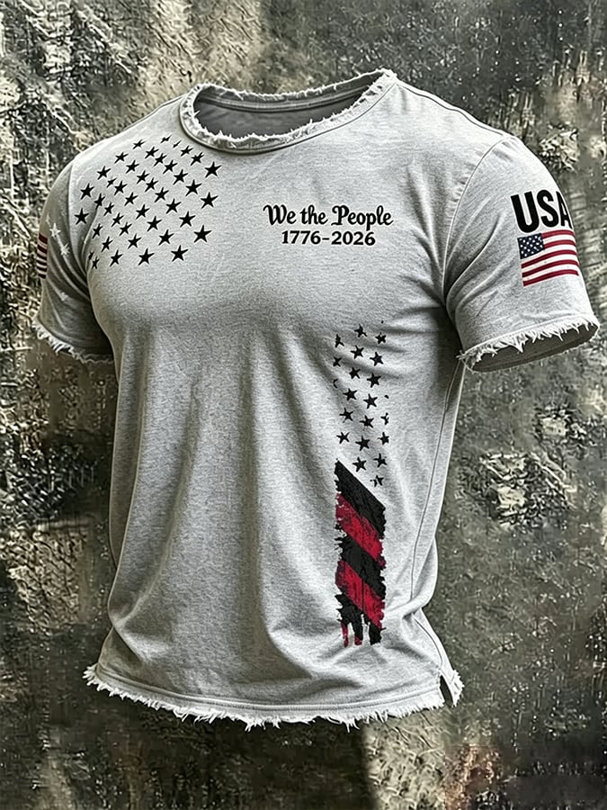 Camiseta Independence Day We The People 1776-2026 estampado casual para hombre