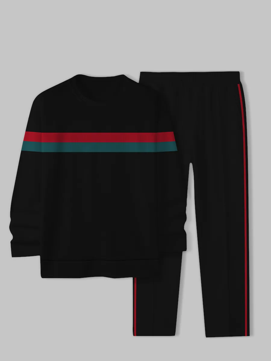 Simple Colorblock Round Neck casual Sports Set 0143 para hombre