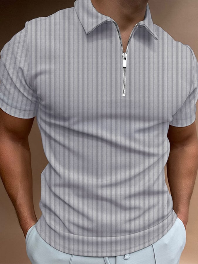Polo Neck Zip rayas Top
