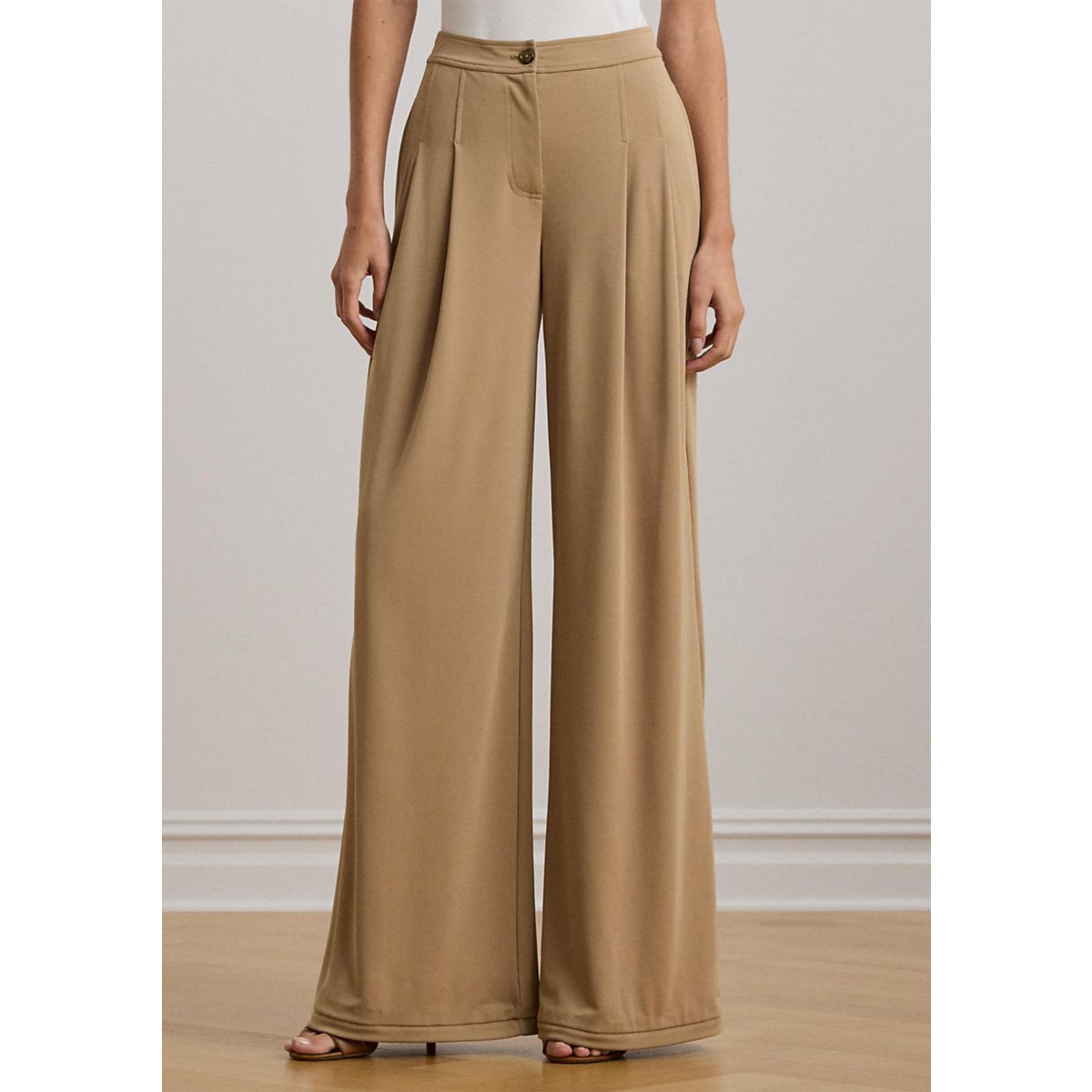 Pleated Stretch Jersey Wide-Leg Pants - 1