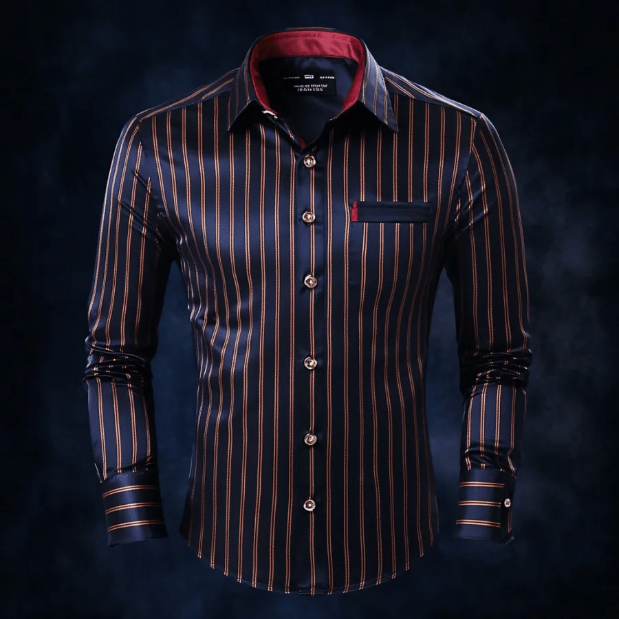 Camisa satén de lujo de color sólido ejecutivo de manga larga para hombre