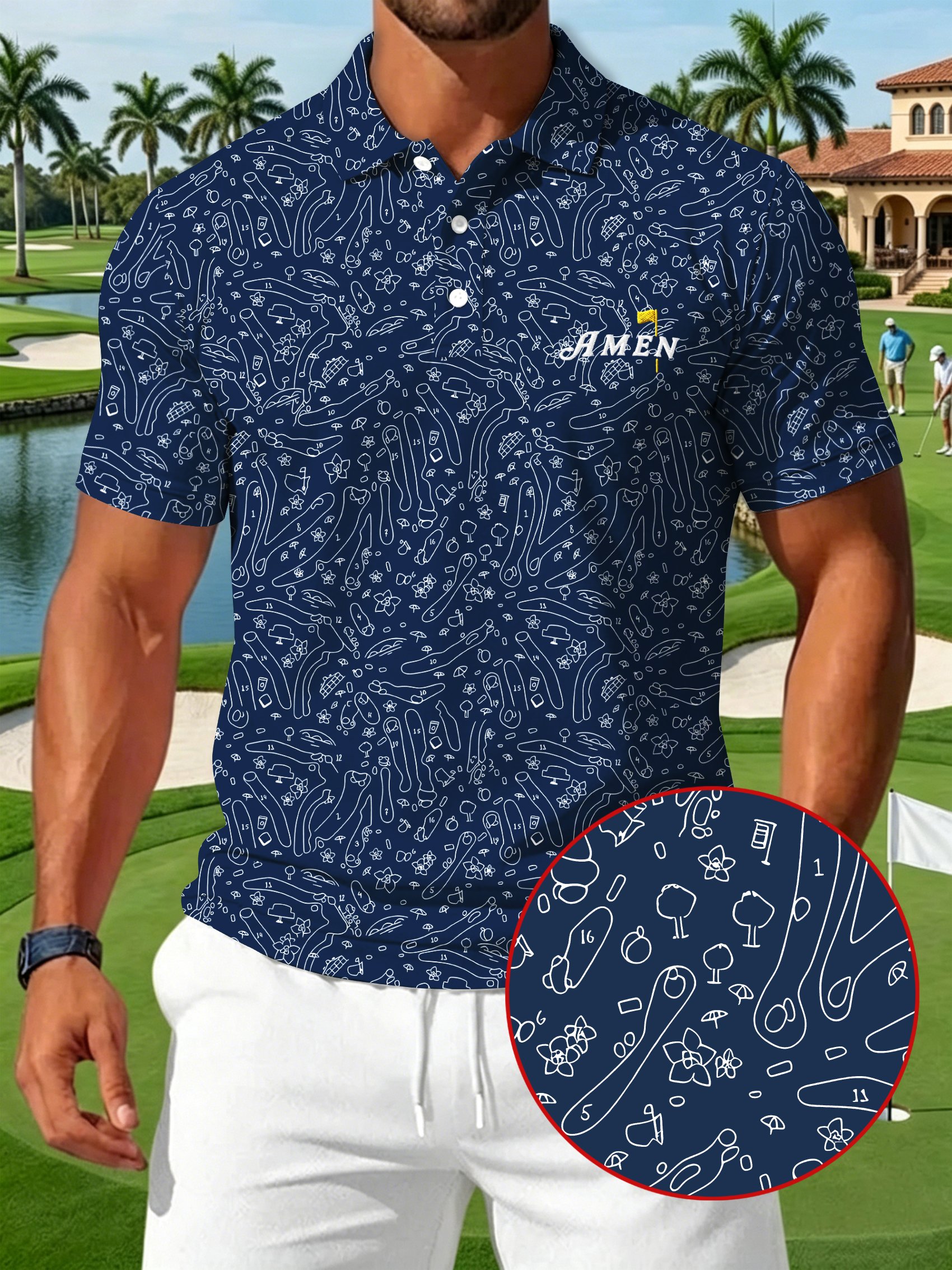 Golf estampado casual Polo para hombre