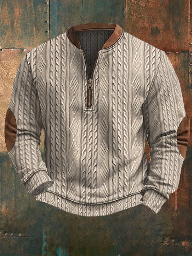 Sudadera Western jacquard cierre Neck tejido para hombre