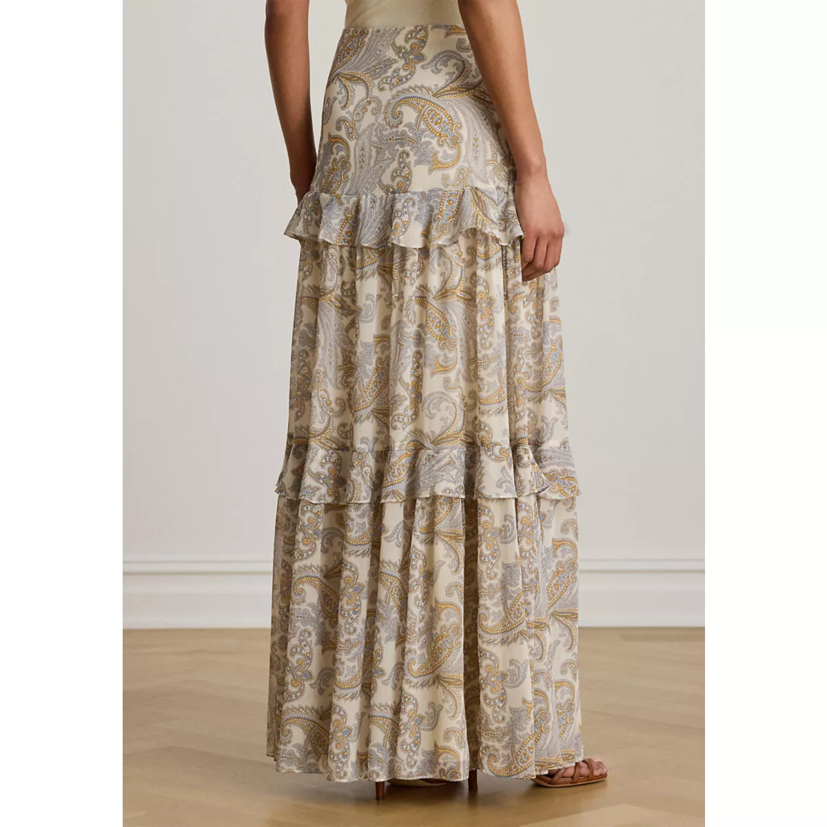Women's Paisley Georgette Tiered Maxiskirt - 2