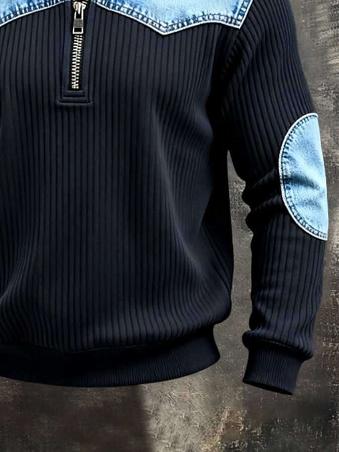 Sudadera vintage-Style desgastado texturizado tejido para hombre