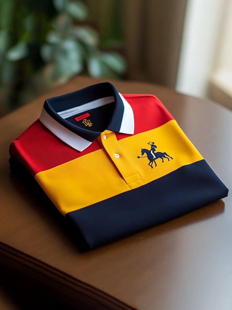 Camisa polo clásico ejecutivo Check Logo Button de manga corta para hombre