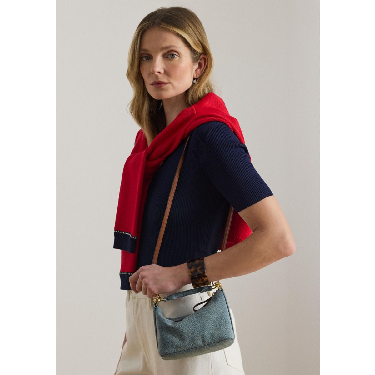 Washed Denim Mini Blaike Shoulder Bag - 1