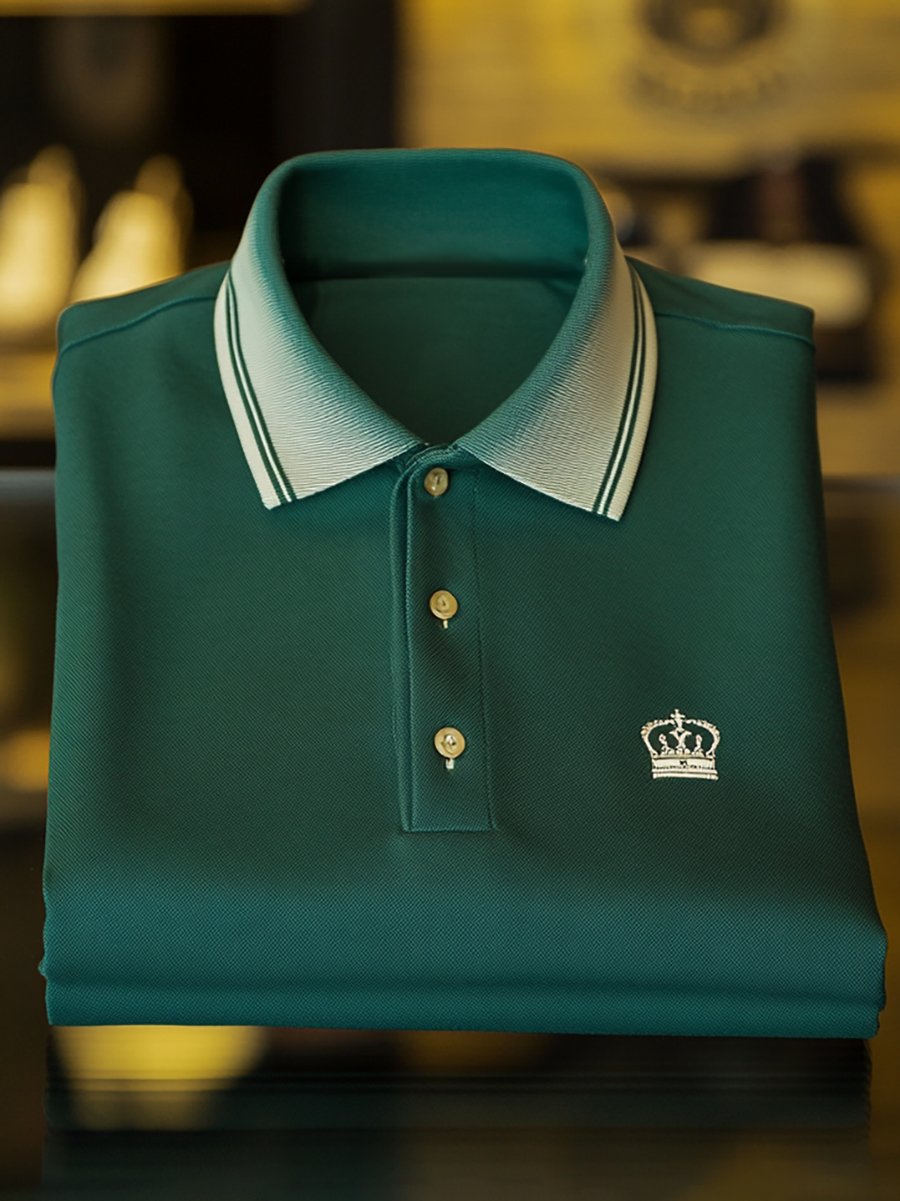 Camisa polo vintage ejecutivo de manga larga para hombre