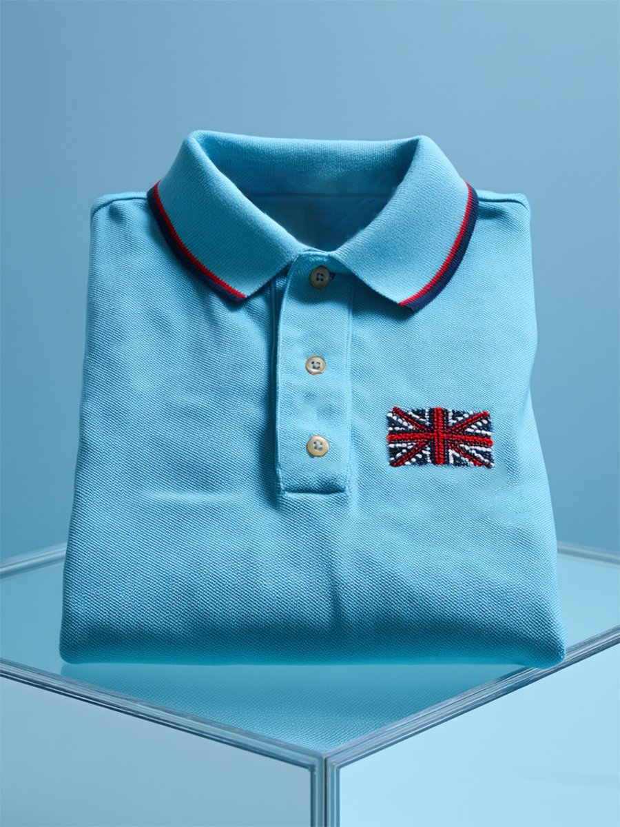 Camisa polo ejecutivo casual Union Jack Button de manga corta para hombre
