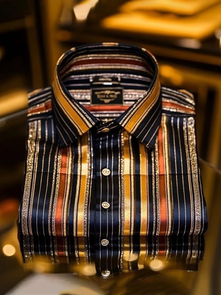 Camisa satén Luxe de manga larga con botones para hombre