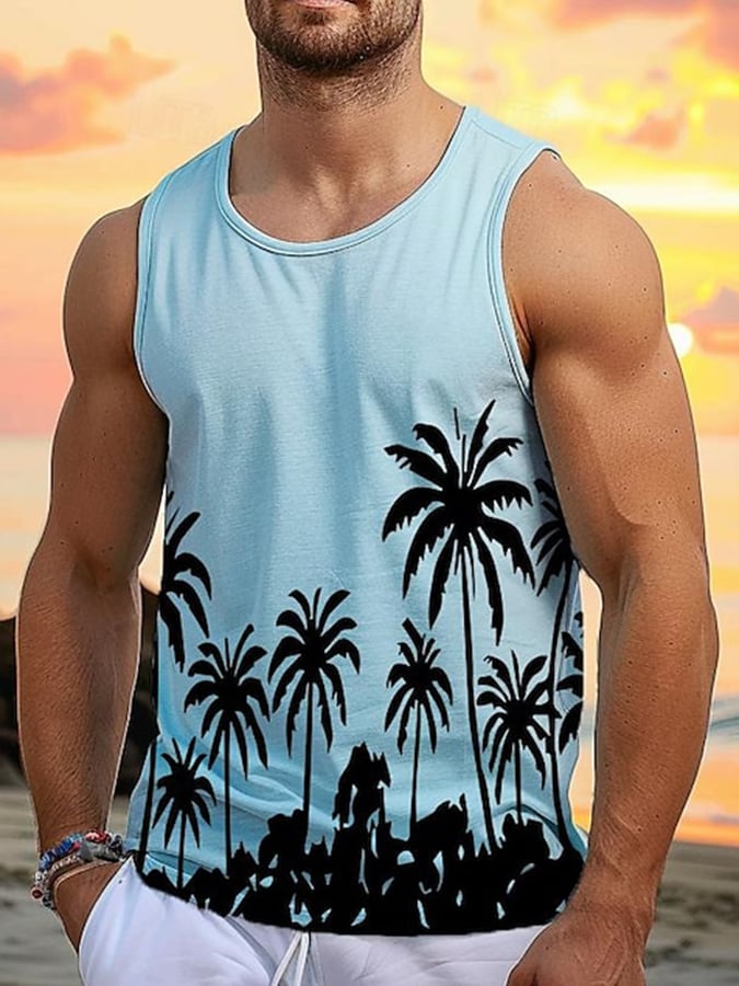 Casual Resort estampado Vest para hombre