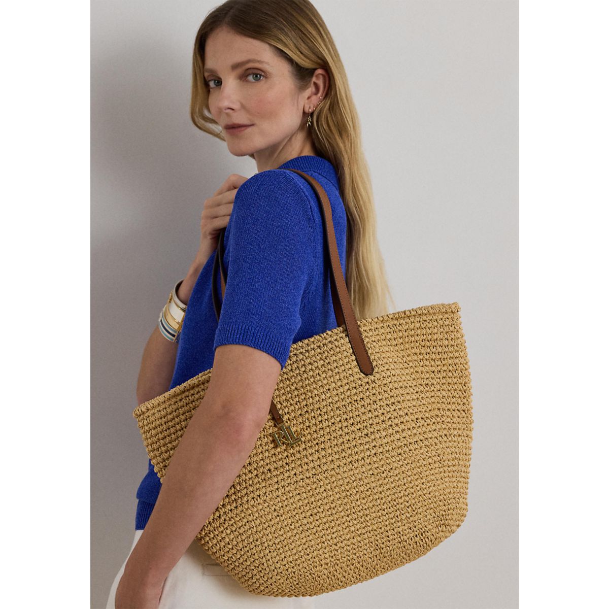 Crocheted Straw Large Lainey Tote Bag - 1
