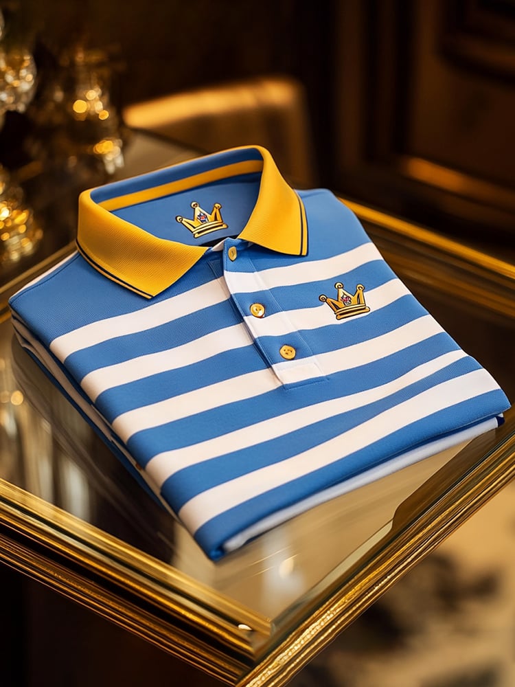Camisa polo clásico ejecutivo Logo Button de manga corta para hombre