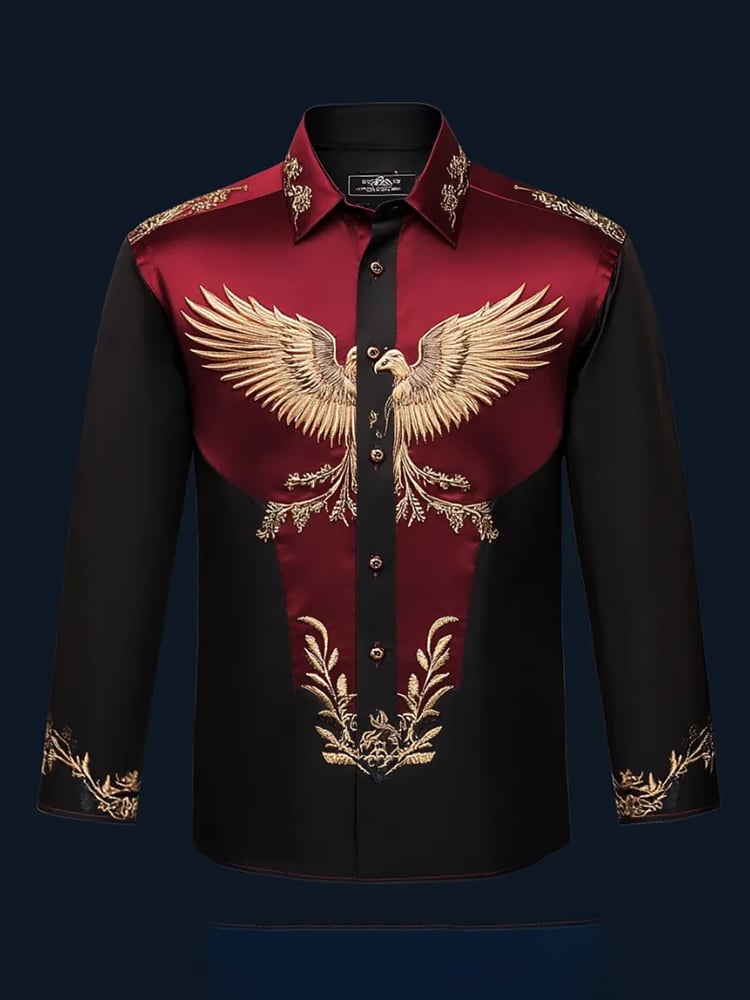 Camisa casual Abstract estampado de manga larga para hombre
