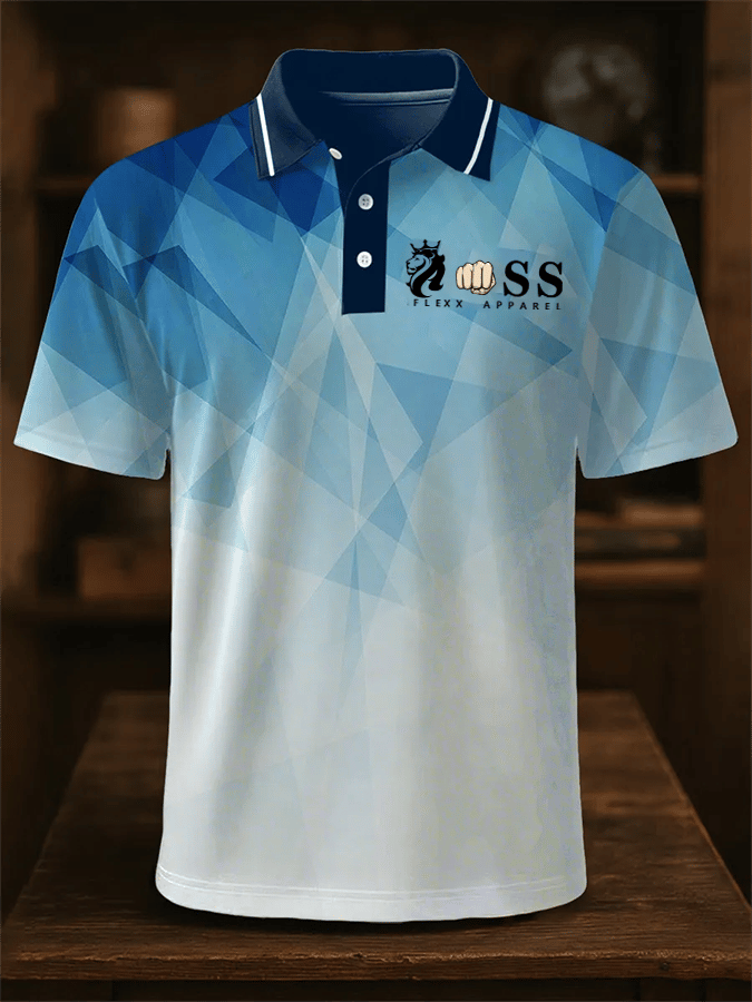 Camisa polo retro Letter Design ejecutivo Contrast solapa de manga corta para hombre