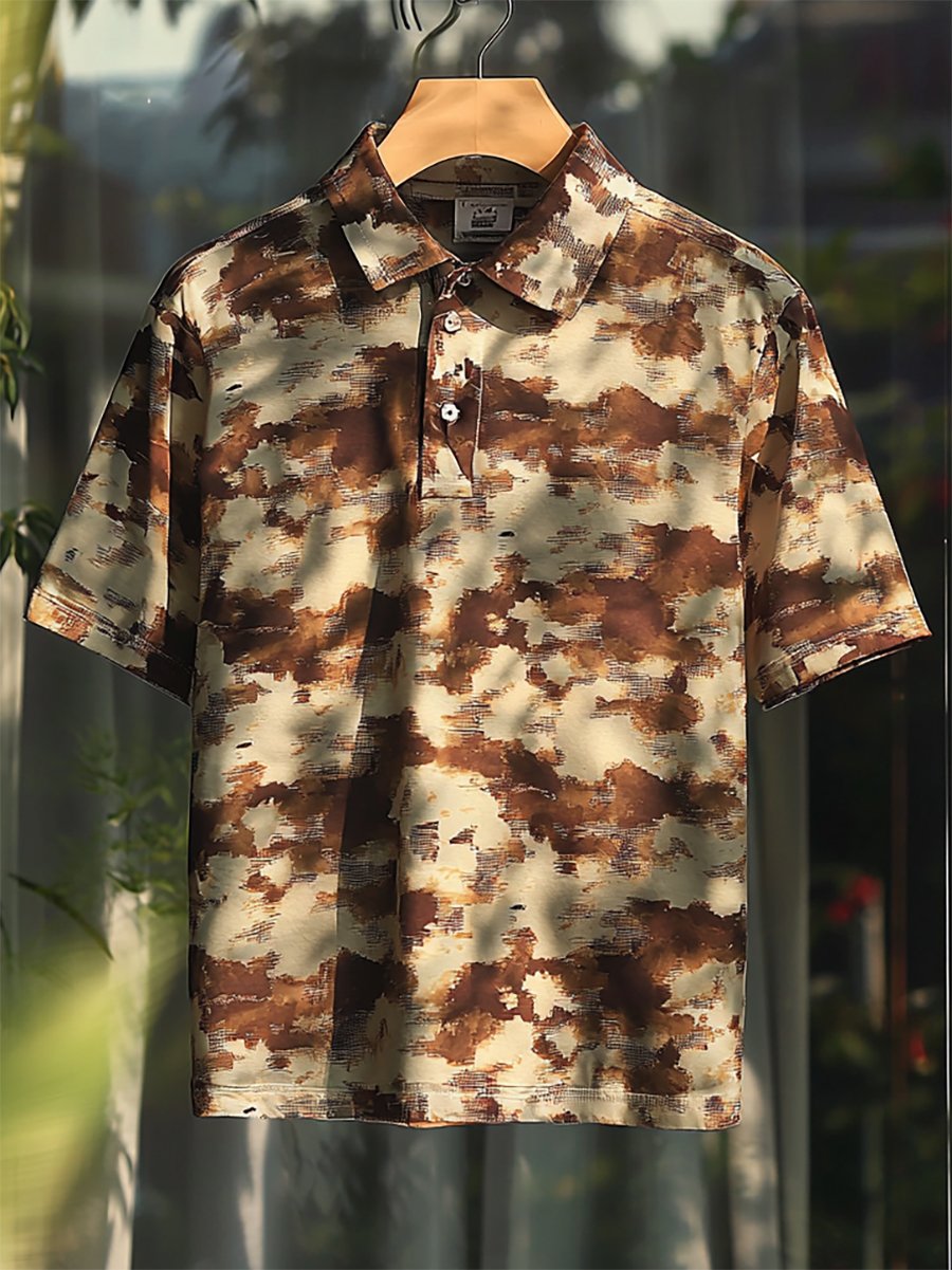 Camisa polo ejecutivo casual Button de manga corta para hombre