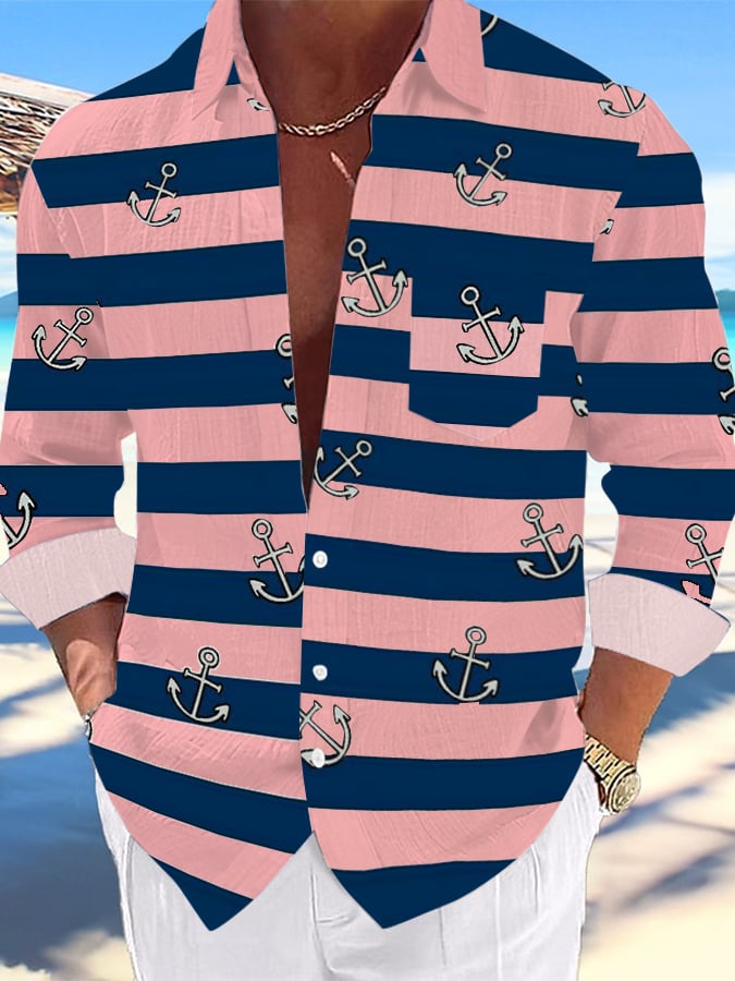 Camisa casual Hawaiian estampado Lapel para hombre