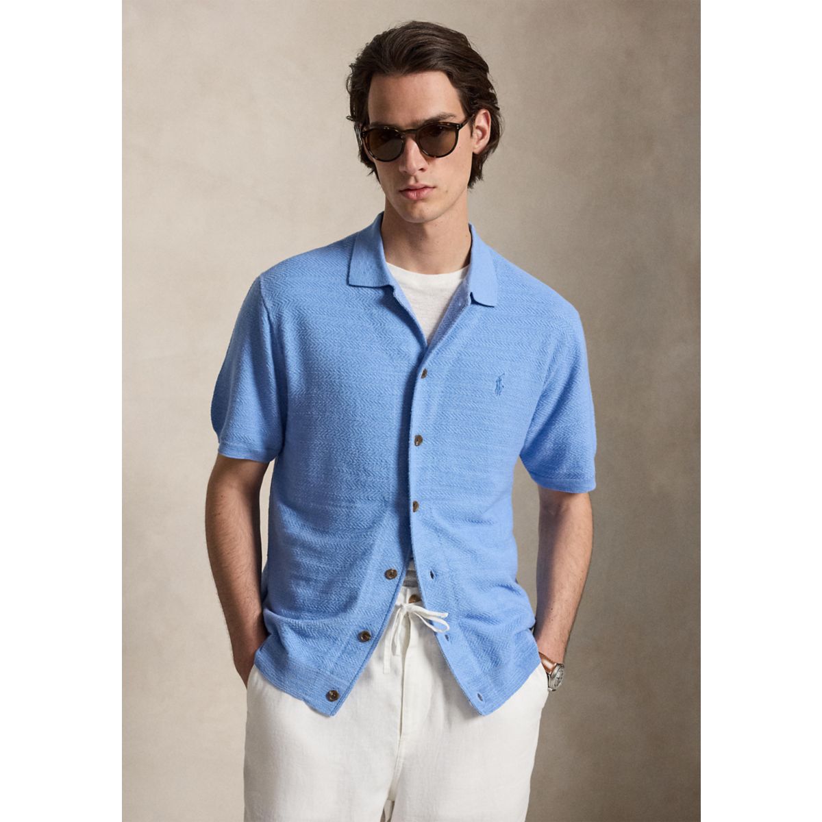 Men's Cotton-Linen Short-Sleeve Cardigan - 3