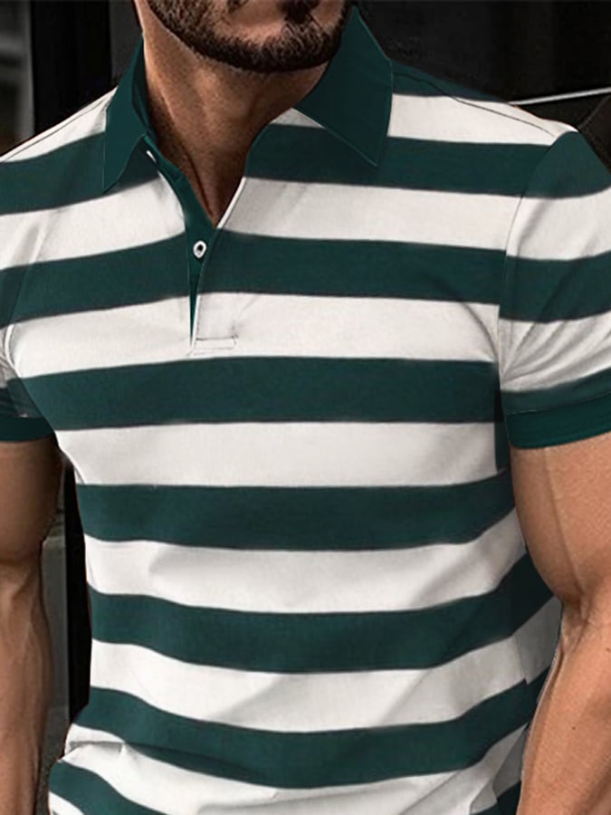 Casual de moda Contrast rayas Polo para hombre