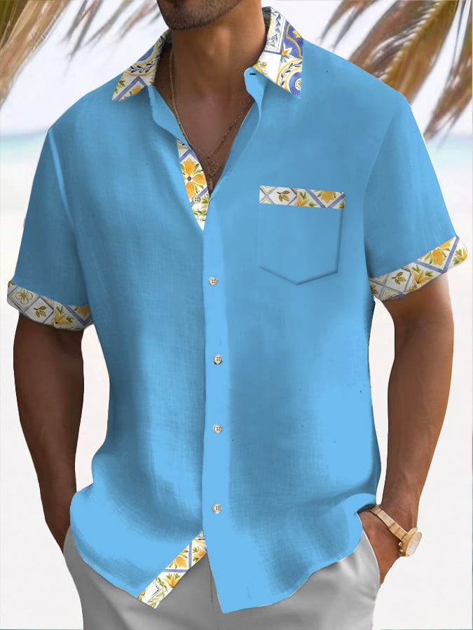 Camisa casual Italian Resort de manga corta para hombre