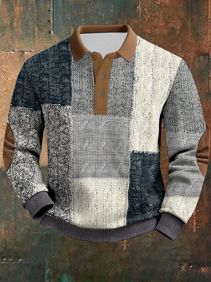 Sudadera Cable texturizado estampado casual para hombre