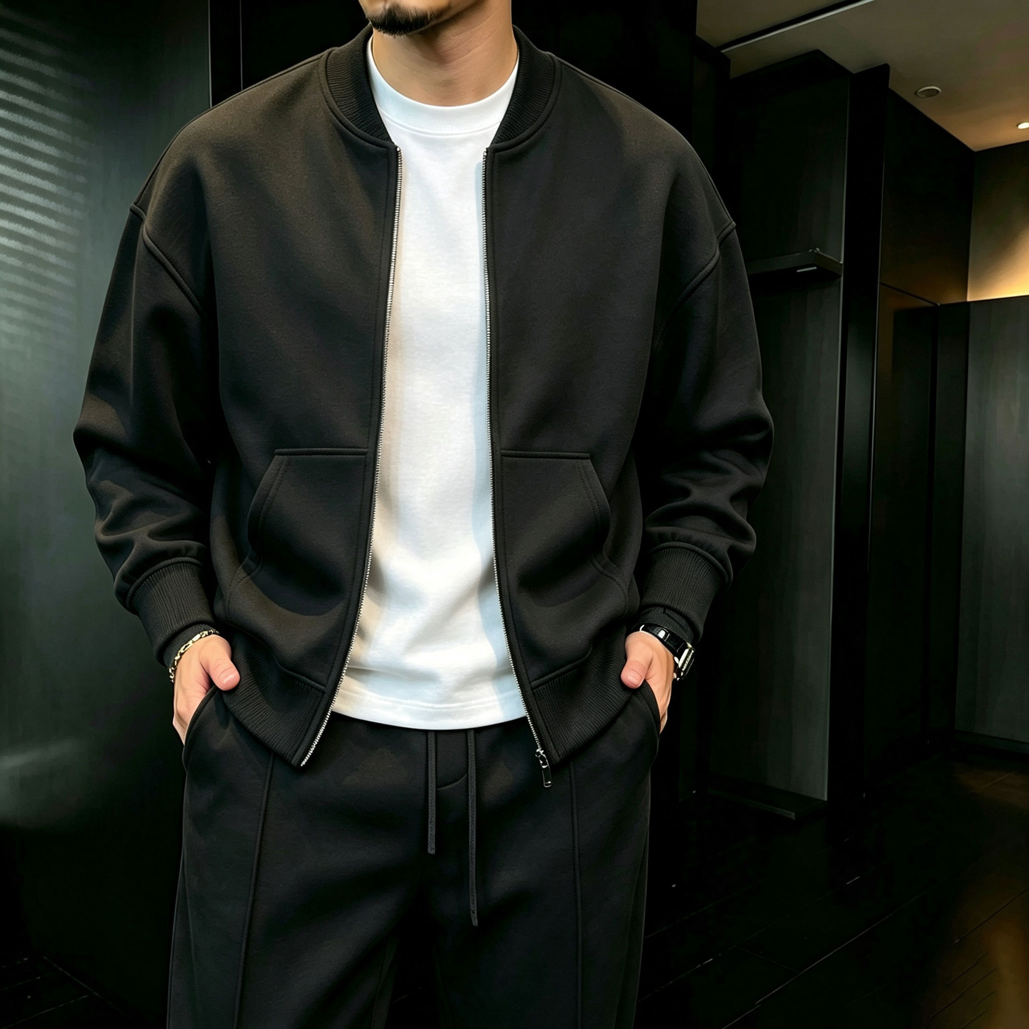 para hombre Zipper Cardigan chaqueta and pantalón Set