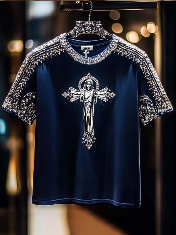 Camiseta ejecutivo Saint de lujo estampado de algodón de manga corta para hombre