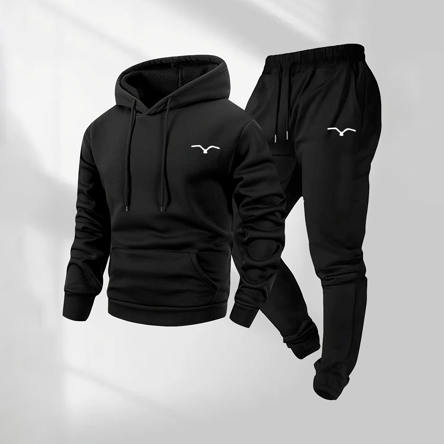 Sudadera con capucha Pattern estampado and Drawstring Sweatpantalón Set, Menswear, casual Athletic de manga larga Hooded chaqueta & Trousers for Fall & Winter, Clothing for para uso diario Wear, Sportswear Indoor para exterior, Tracksuit, Athleisure para hombre