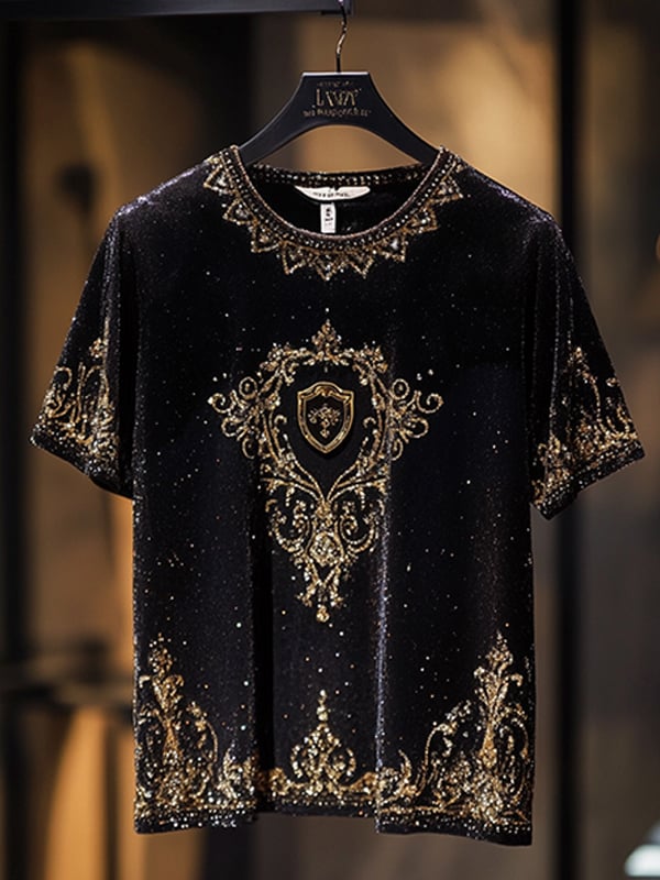 Camiseta ejecutivo de lujo estampado de algodón de manga corta para hombre