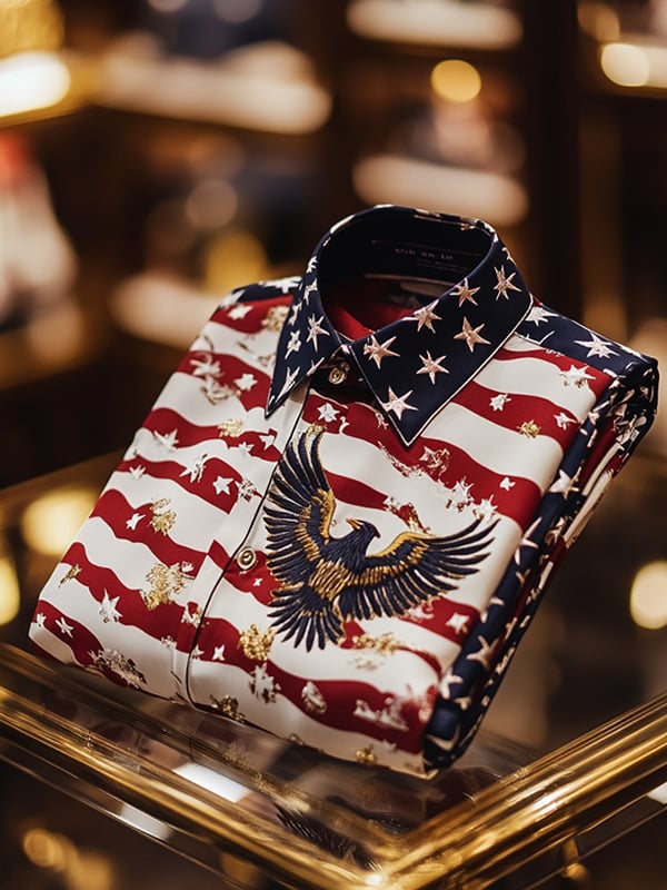 Camisa satén Luxe Independence Day de manga larga con botones para hombre
